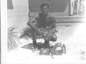 Durwood J. (DJ) Morin with an underwater camera