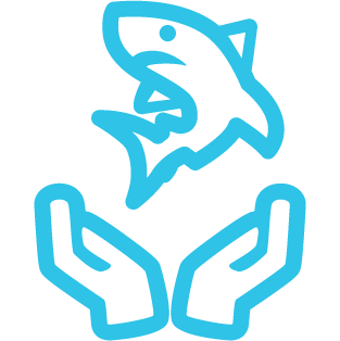 Icon showing a shark held in two hands
