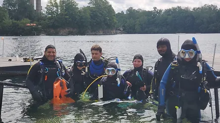 Divers in the lake near Scuba Network Carle Place of New York, USA