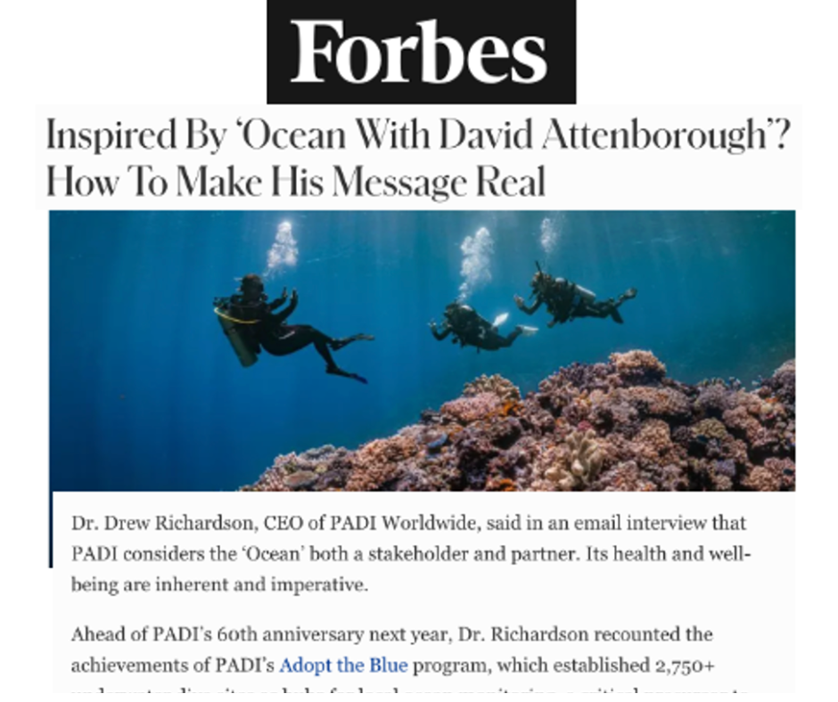 Capture d'écran d'un article du magazine Forbes portant sur les membres de PADI.