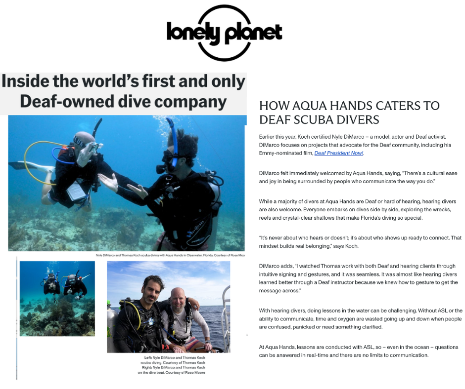 Capture d'écran d'un article de Lonely Planet couvrant les membres de PADI.