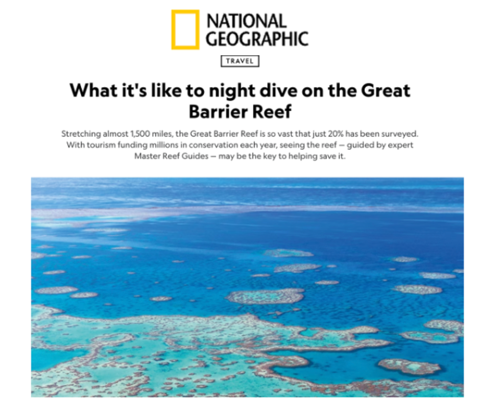 Capture d'écran d'un article du magazine National Geographic portant sur les membres de PADI.