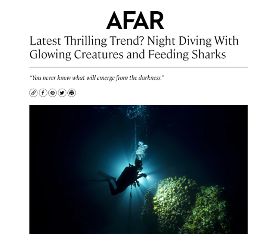 Capture d'écran d'un article du magazine Afar portant sur les membres de PADI Members.