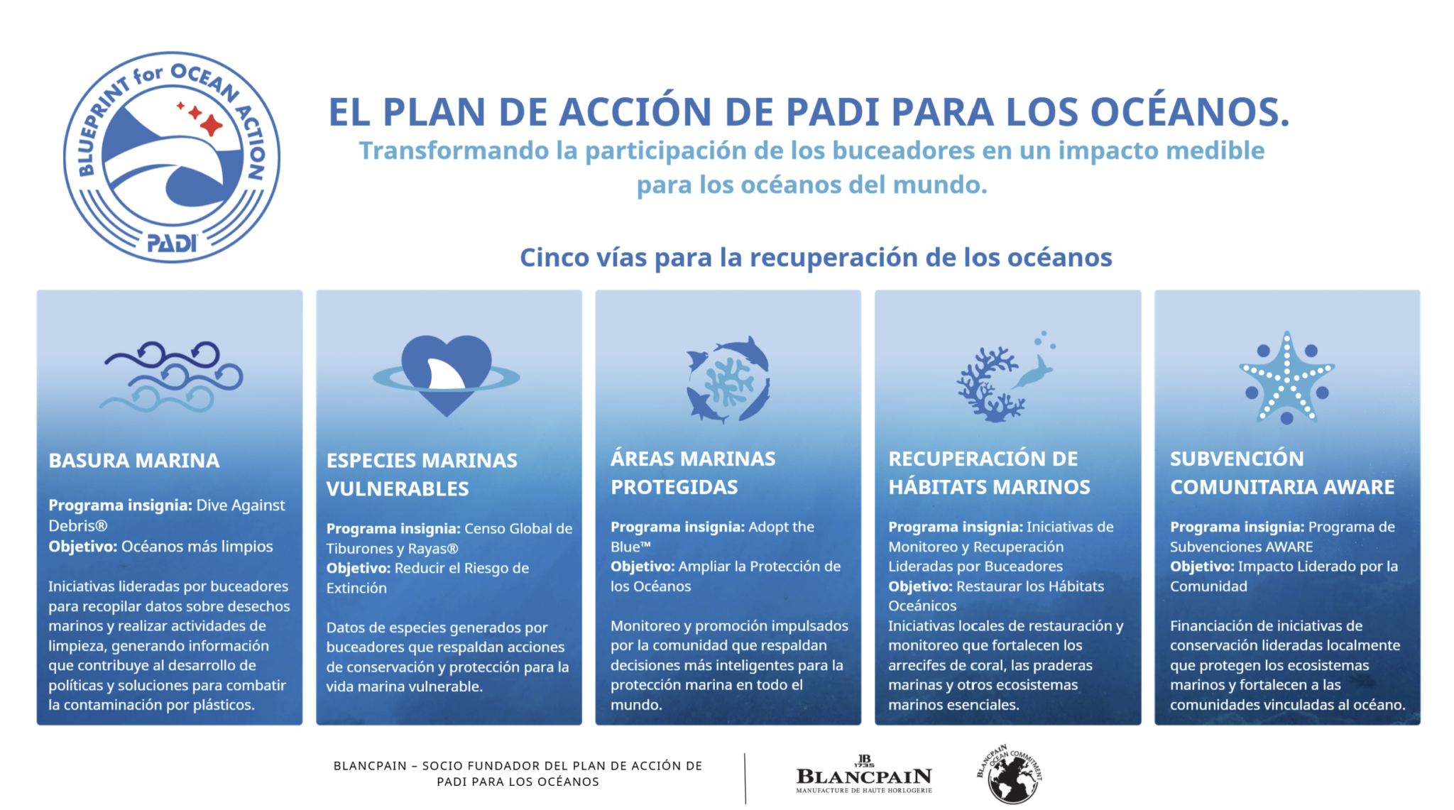 Infografía sobre el «PADI Blueprint for Ocean Action»
