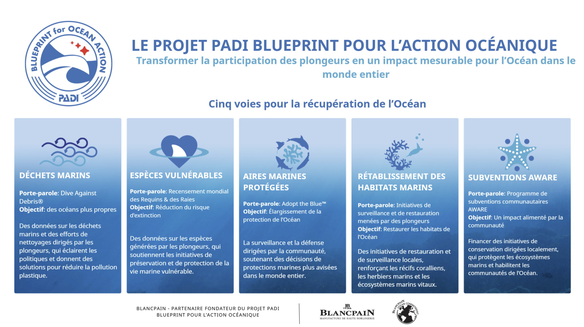 Infographie pour le « PADI Blueprint for Ocean Action »